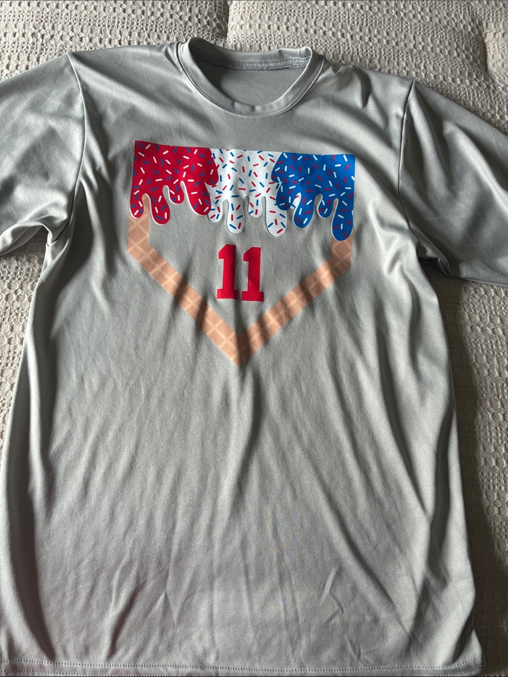 Kids Gray Graphic Ice Cream Drip Tee with Red Accent